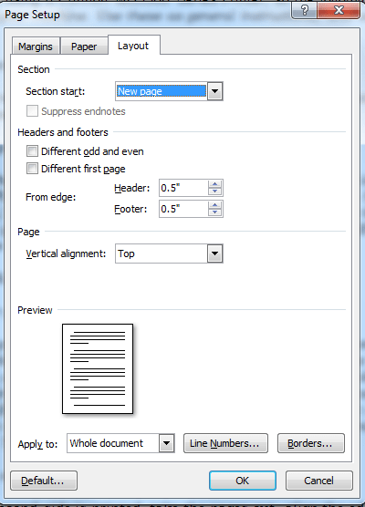 Snip - Page Set up - PAge Layout